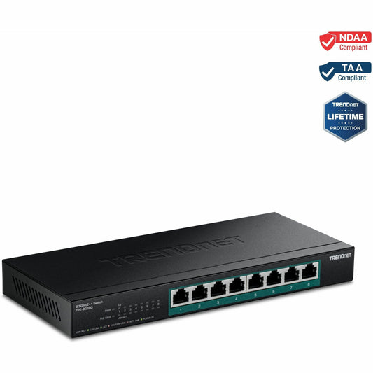Main Image for TRENDnet 8-Port 2.5G PoE++ Switch, TPE-BG380, 8 x 2.5GB PoE++ Ports, 230W Poe Power Budget, 40Gbps Switching Capacity, NDAA + TAA Compliant, Lifetime TRENDnet Protection