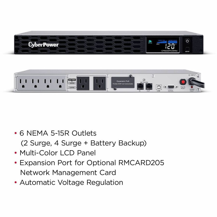 Alternate-Image2 Image for CyberPower CP1500PFCRM1U PFC Sinewave UPS Systems