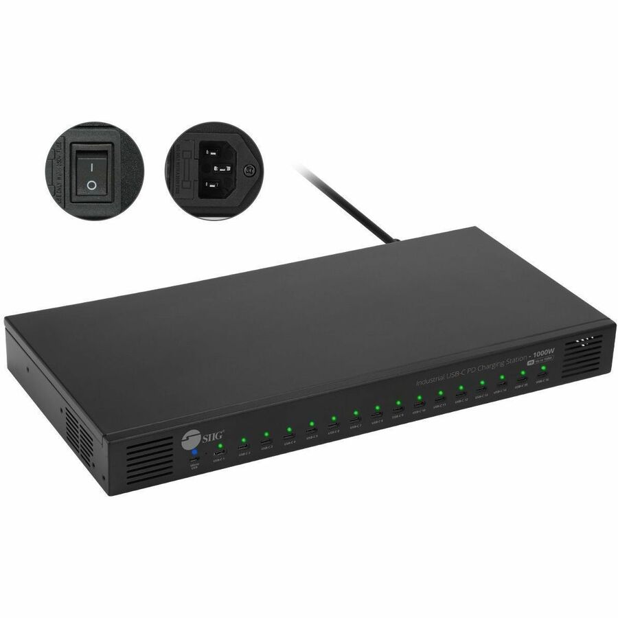 Alternate-Image2 Image for SIIG 16-Port Industrial USB-C PD Charging Station - 1000W - up to 10 USB-C 100W - up to 16 USB-C 60W