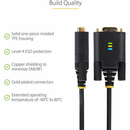 Alternate-Image5 Image for StarTech 6.6ft (2m) USB to Serial Adapter Cable, COM Retention, FTDI, DB9 RS232, Interchangeable DB9 Screws/Nuts, Windows/macOS/Linux