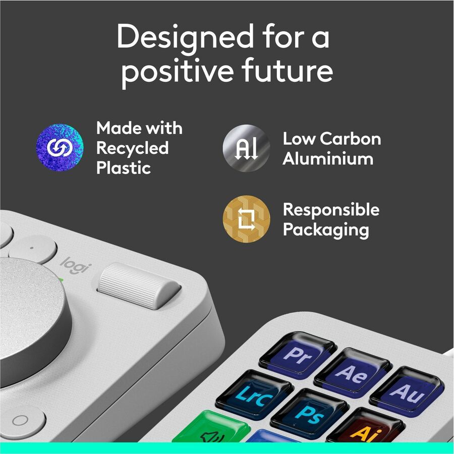 Alternate-Image9 Image for Logitech MX Creative Console, Programmable Keypad With 9 Customizable LCD Keys and Control Dial for Graphic Design, Video Editing, Photography, use with Adobe, Zoom, Spotify and more (Pale Grey)