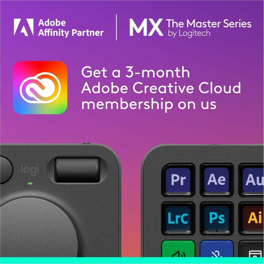 Alternate-Image2 Image for Logitech MX Creative Console, Programmable Keypad With 9 Customizable LCD Keys and Control Dial for Graphic Design, Video Editing, Photography, use with Adobe, Zoom, Spotify and more (Graphite)