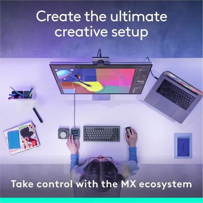 Alternate-Image8 Image for Logitech MX Creative Console, Programmable Keypad With 9 Customizable LCD Keys and Control Dial for Graphic Design, Video Editing, Photography, use with Adobe, Zoom, Spotify and more (Graphite)