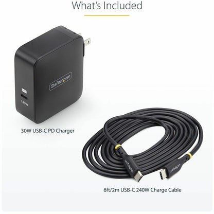 Alternate-Image8 Image for StarTech.com 140W USB-C Wall Charger, USB-IF Certified, PD 3.1 Portable GaN Charging Power Adapter, 6ft/1.8m USB-C to USB-C Cable