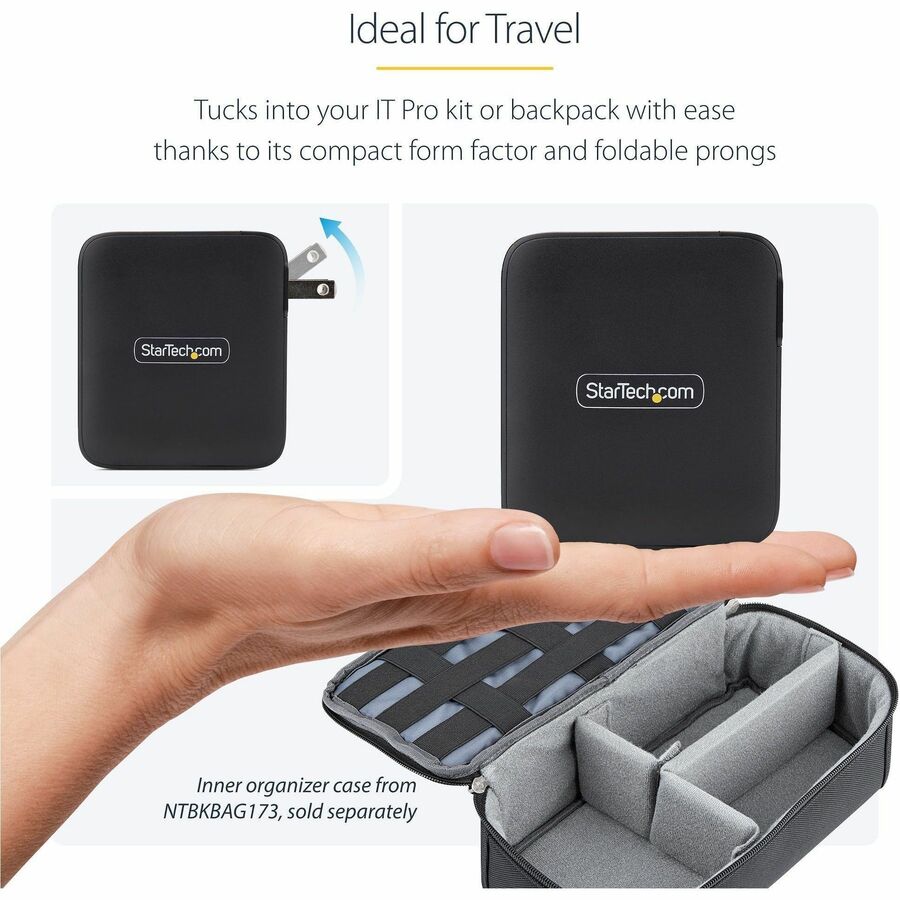 Alternate-Image3 Image for StarTech.com 140W USB-C Wall Charger, USB-IF Certified, PD 3.1 Portable GaN Charging Power Adapter, 6ft/1.8m USB-C to USB-C Cable
