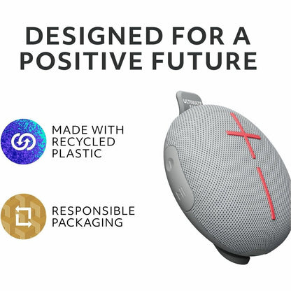 Alternate-Image7 Image for ULTIMATE EARS MINIROLL Ultra-Portable Waterproof Bluetooth Speaker, Big Bass, IP67 Dustproof, 131 ft (40 m) Range - Revive Grey