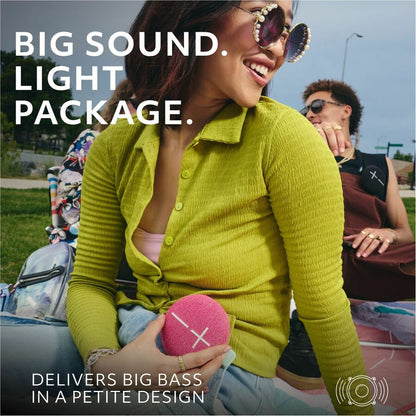 Alternate-Image4 Image for ULTIMATE EARS MINIROLL Ultra-Portable Waterproof Bluetooth Speaker, Big Bass, IP67 Dustproof, 131 ft (40 m) Range - Calming Pink
