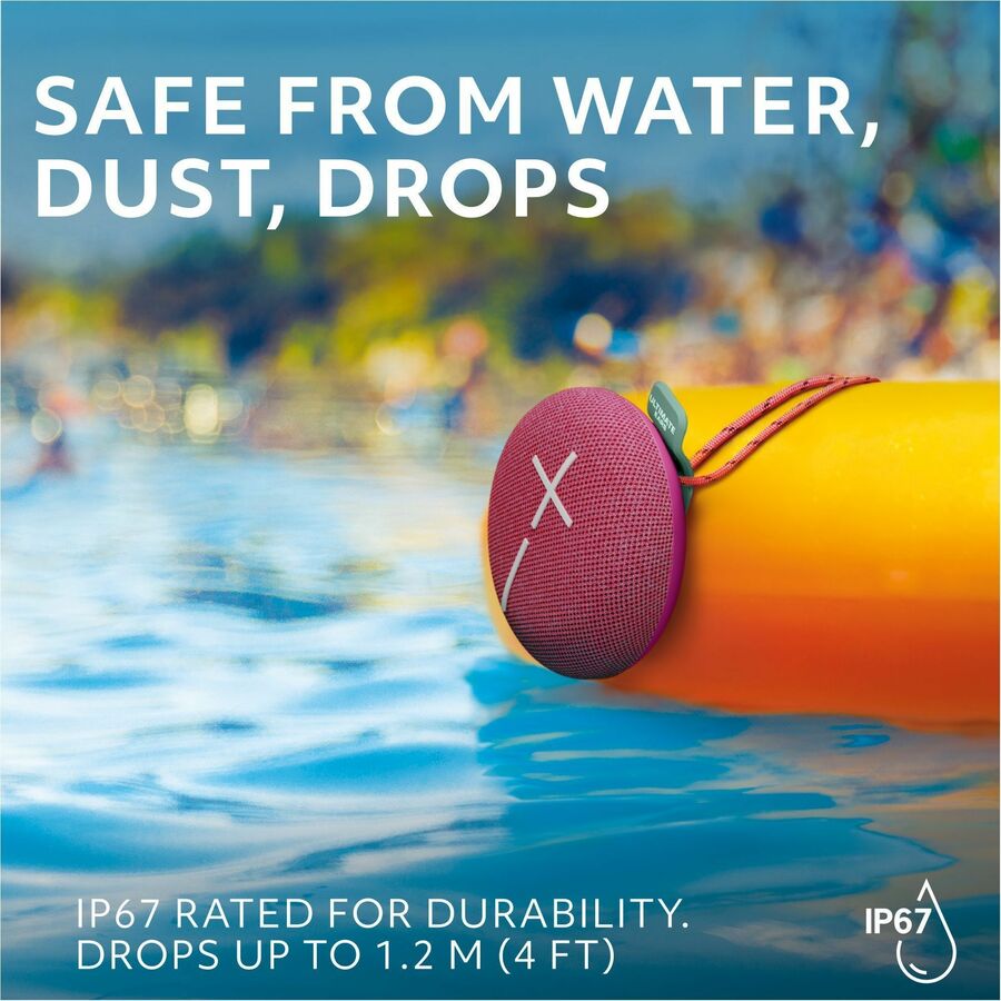 Alternate-Image3 Image for ULTIMATE EARS MINIROLL Ultra-Portable Waterproof Bluetooth Speaker, Big Bass, IP67 Dustproof, 131 ft (40 m) Range - Calming Pink