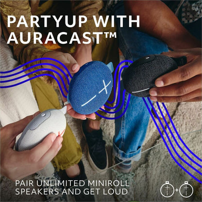 Alternate-Image3 Image for ULTIMATE EARS MINIROLL Ultra-Portable Waterproof Bluetooth Speaker, Big Bass, IP67 Dustproof, 131 ft (40 m) Range - Majestic Blue