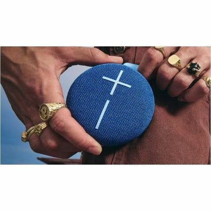Life-Style Image for ULTIMATE EARS MINIROLL Ultra-Portable Waterproof Bluetooth Speaker, Big Bass, IP67 Dustproof, 131 ft (40 m) Range - Majestic Blue