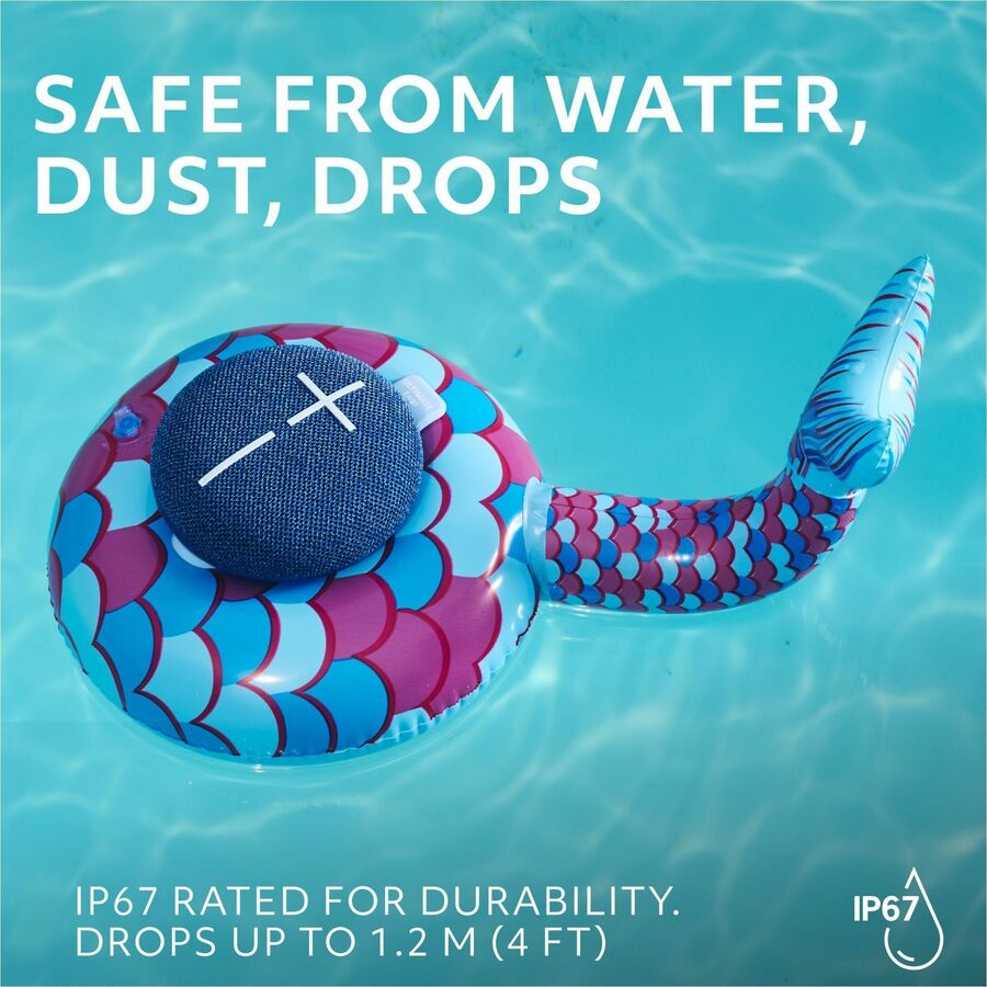 Alternate-Image4 Image for ULTIMATE EARS MINIROLL Ultra-Portable Waterproof Bluetooth Speaker, Big Bass, IP67 Dustproof, 131 ft (40 m) Range - Majestic Blue