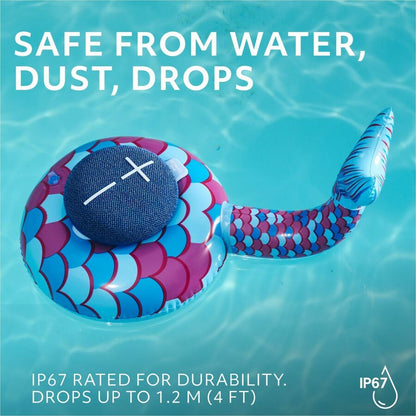 Alternate-Image4 Image for ULTIMATE EARS MINIROLL Ultra-Portable Waterproof Bluetooth Speaker, Big Bass, IP67 Dustproof, 131 ft (40 m) Range - Majestic Blue