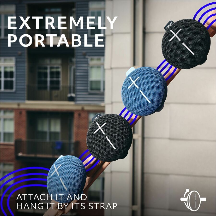 Alternate-Image2 Image for ULTIMATE EARS MINIROLL Ultra-Portable Waterproof Bluetooth Speaker, Big Bass, IP67 Dustproof, 131 ft (40 m) Range - Majestic Blue
