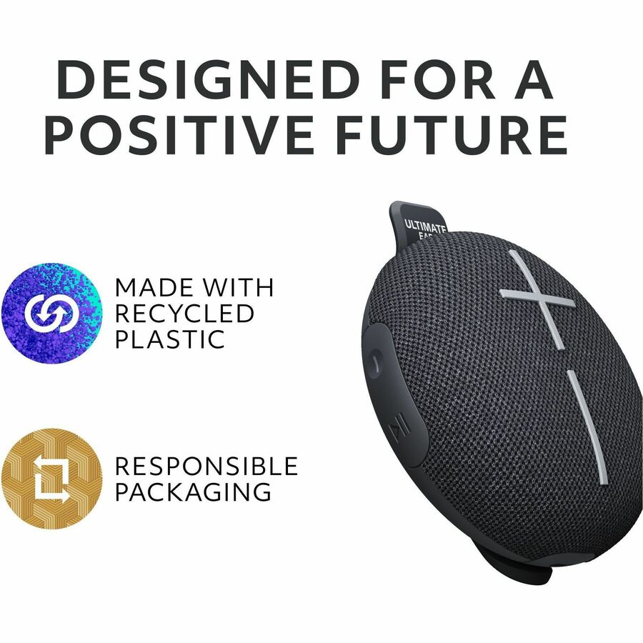 Alternate-Image7 Image for ULTIMATE EARS MINIROLL Ultra-Portable Waterproof Bluetooth Speaker, Big Bass, IP67 Dustproof, 131 ft (40 m) Range - Gentle Black
