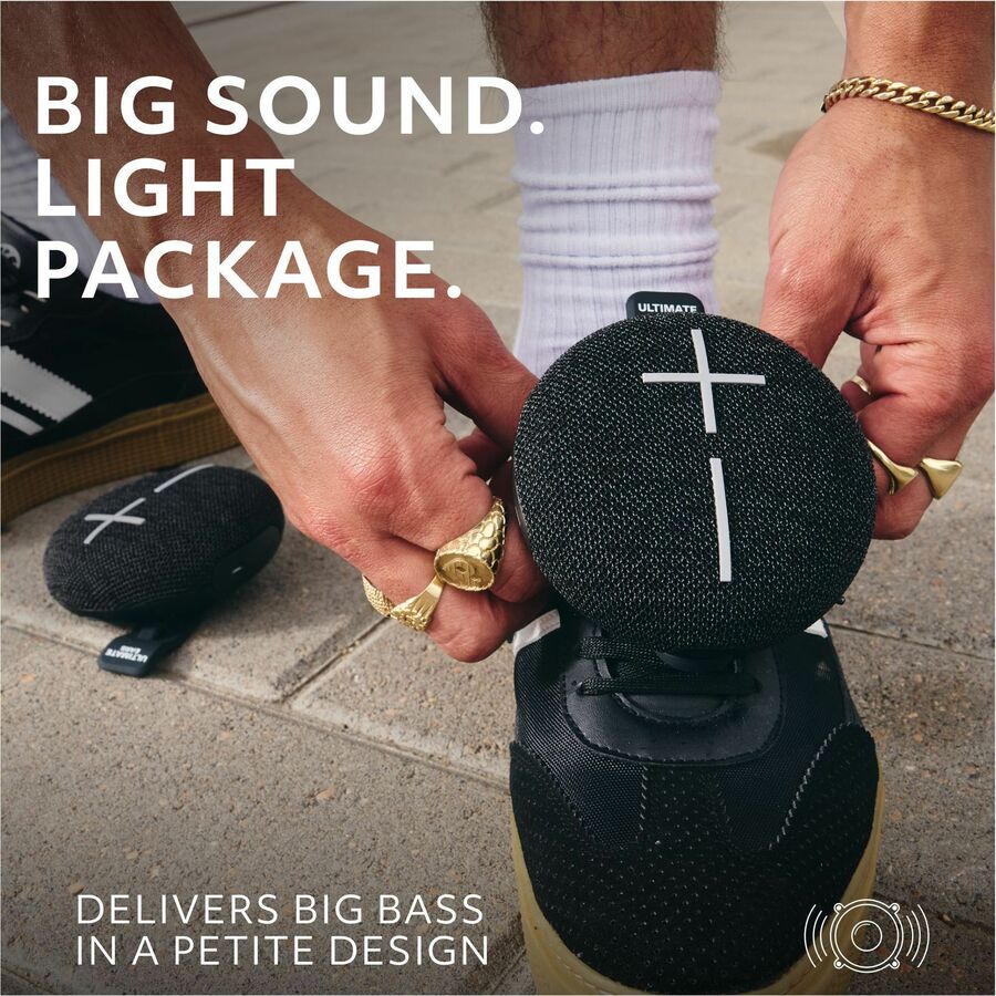 Alternate-Image4 Image for ULTIMATE EARS MINIROLL Ultra-Portable Waterproof Bluetooth Speaker, Big Bass, IP67 Dustproof, 131 ft (40 m) Range - Gentle Black
