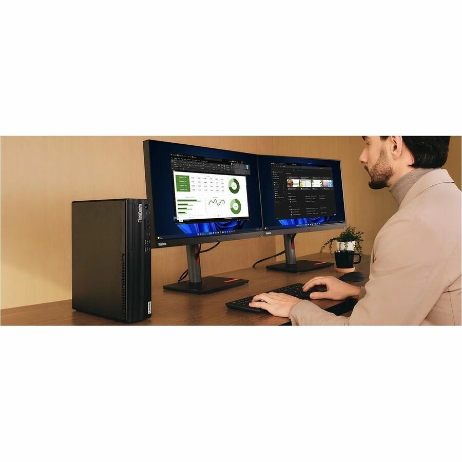 Life-Style Image for Lenovo ThinkCentre M75s Gen 5 12TA0014US Desktop Computer - AMD Ryzen 7 PRO 8700G - 32 GB - 512 GB SSD - Small Form Factor - Black