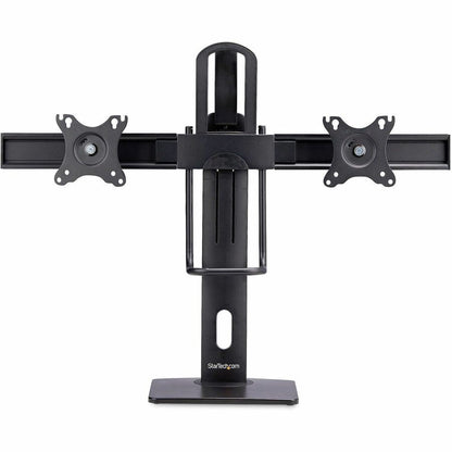 Front Image for StarTech.com Crossbar Dual Monitor Desk Stand For 27inch Screens, Max Cap 26.4lb, VESA Mount 75x75/100x100, Toolless Height Adjustment