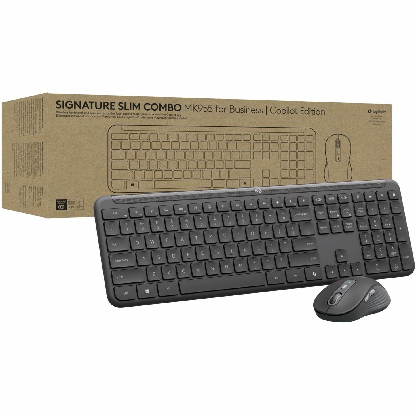 Main Image for Logitech Signature Slim MK955 Combo for Business, Copilot Edition, Wireless Keyboard and Mouse, Graphite