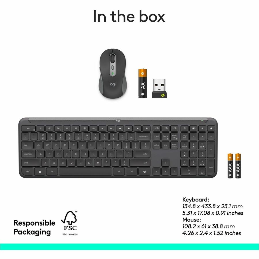Alternate-Image10 Image for Logitech Signature Slim MK955 Combo for Business, Copilot Edition, Wireless Keyboard and Mouse, Graphite