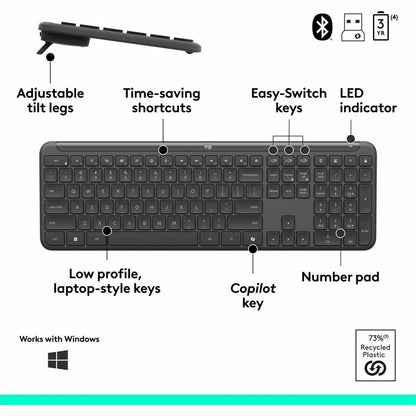 Alternate-Image5 Image for Logitech Signature Slim MK955 Combo for Business, Copilot Edition, Wireless Keyboard and Mouse, Graphite
