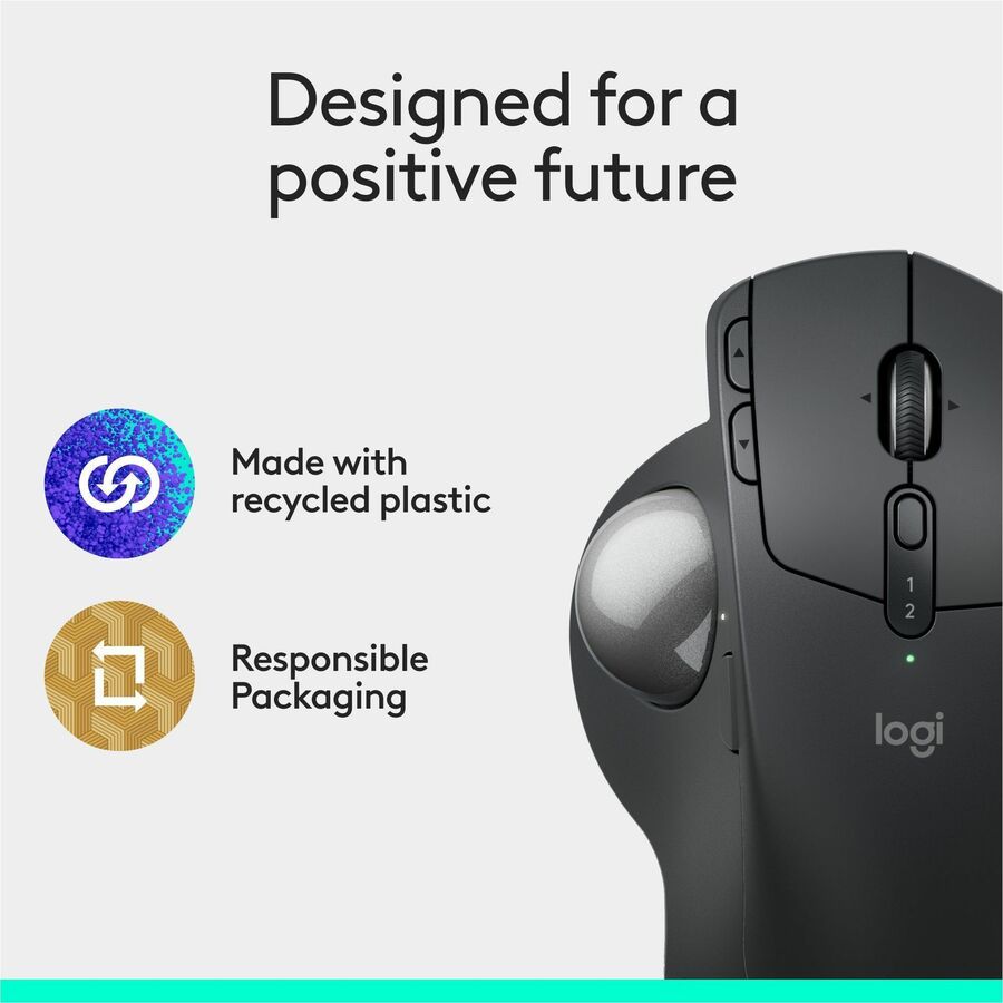 Alternate-Image8 Image for Logitech MX Ergo S Plus Advanced Wireless Trackball Mouse, USB-C Rechargeable Wireless Ergonomic Mouse With Bluetooth and Encrypted Dongle, 6 Programmable Buttons, for PC/Mac (Graphite)