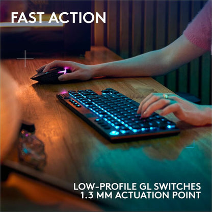Alternate-Image2 Image for Logitech G915 X LIGHTSPEED TKL Low-Profile Wireless Gaming Keyboard, Double-Shot PBT Keycaps, Fully Programmable Keys, RGB Backlighting, Sleek Aluminum Finishing, GL Red Linear - PC/Mac