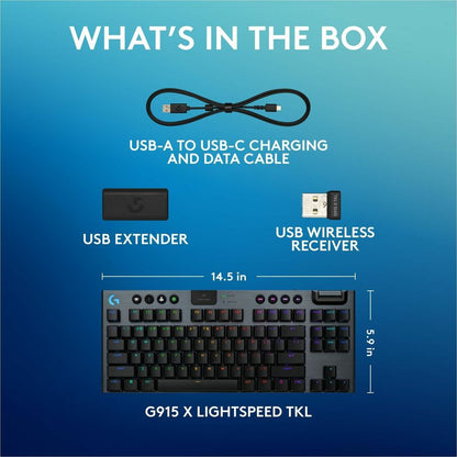 Alternate-Image8 Image for Logitech G915 X LIGHTSPEED TKL Low-Profile Wireless Gaming Keyboard, Double-Shot PBT Keycaps, Fully Programmable Keys, RGB Backlighting, Sleek Aluminum Finishing, GL Red Linear - PC/Mac