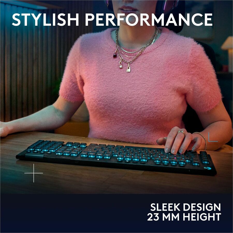 Alternate-Image3 Image for Logitech G915 X LIGHTSPEED Low-Profile Wireless Gaming Keyboard, Double-Shot PBT Keycaps, Fully Programmable Keys, RGB Backlighting, Sleek Aluminum Finishing, GL Red Linear Switches - PC/Mac