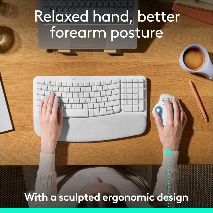 Alternate-Image8 Image for Logitech ERGO M575S Wireless Trackball Mouse, Wireless Ergonomic Mouse, Comfortable Thumb Control, Precise Tracking (Off-white+Blue Ball)