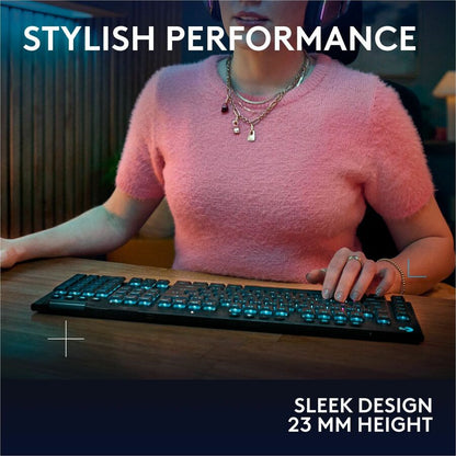 Alternate-Image3 Image for Logitech G915 X LIGHTSPEED Low-Profile Wireless Gaming Keyboard, Double-Shot PBT Keycaps, Fully Programmable Keys, RGB Backlighting, Sleek Aluminum Finishing, GL Blue Clicky Switches - PC/Mac