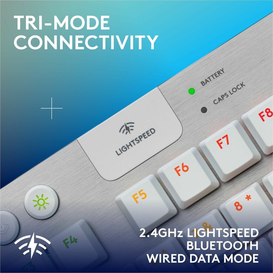 Alternate-Image5 Image for Logitech G915 X LIGHTSPEED TKL Low-Profile Wireless Gaming Keyboard, Double-Shot PBT Keycaps, Fully Programmable Keys, RGB Backlighting, Sleek Aluminum Finishing, GL Brown Tactile - PC/Mac (White)