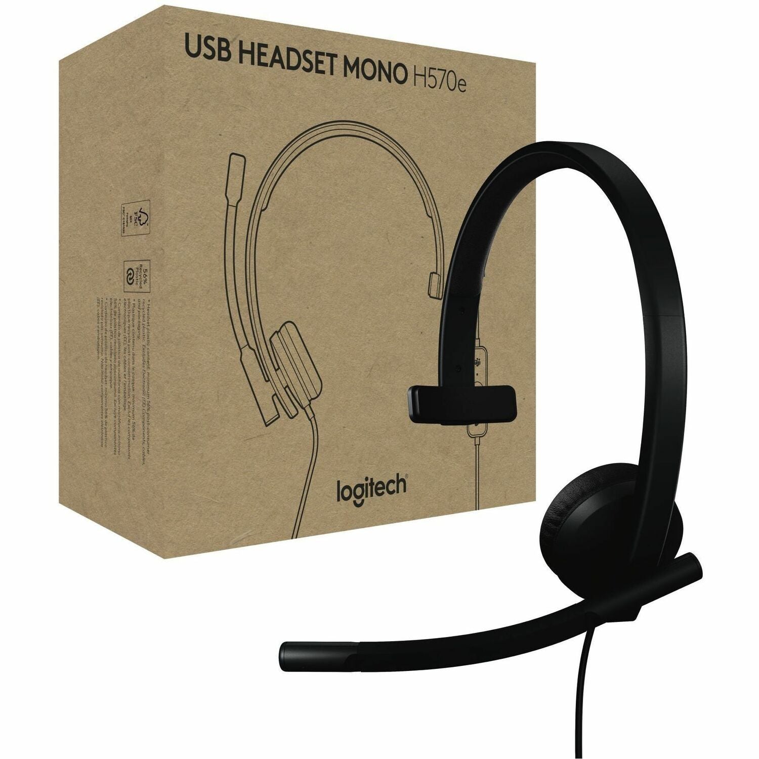 Main Image for Logitech H570e USB Wired Mono Headset, USB-C, Noise-Canceling Mics, Inline Controls, Certified for Microsoft Teams, Black