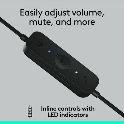 Alternate-Image6 Image for Logitech H570e USB Wired Mono Headset, USB-A, Noise-Canceling Mics, Inline Controls, Certified for Microsoft Teams, Black