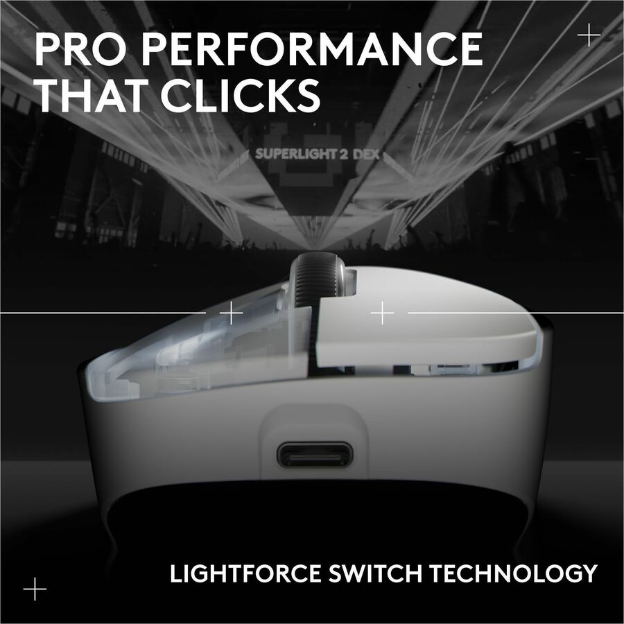 Alternate-Image6 Image for Logitech G PRO X SUPERLIGHT 2 DEX LIGHTSPEED Wireless Gaming Mouse, 60g Pro-Grade Lightweight Mouse With 5 Programmable Buttons, 32k DPI Sensor, USB-C Charging, for PC/Mac - White