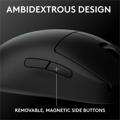 Alternate-Image1 Image for Logitech G PRO 2 LIGHTSPEED Wireless Gaming Mouse, Right- or Left-Handed Mouse with up to 4 Customizable and Switchable Magnetic Side Buttons, 32k DPI Sensor, Black