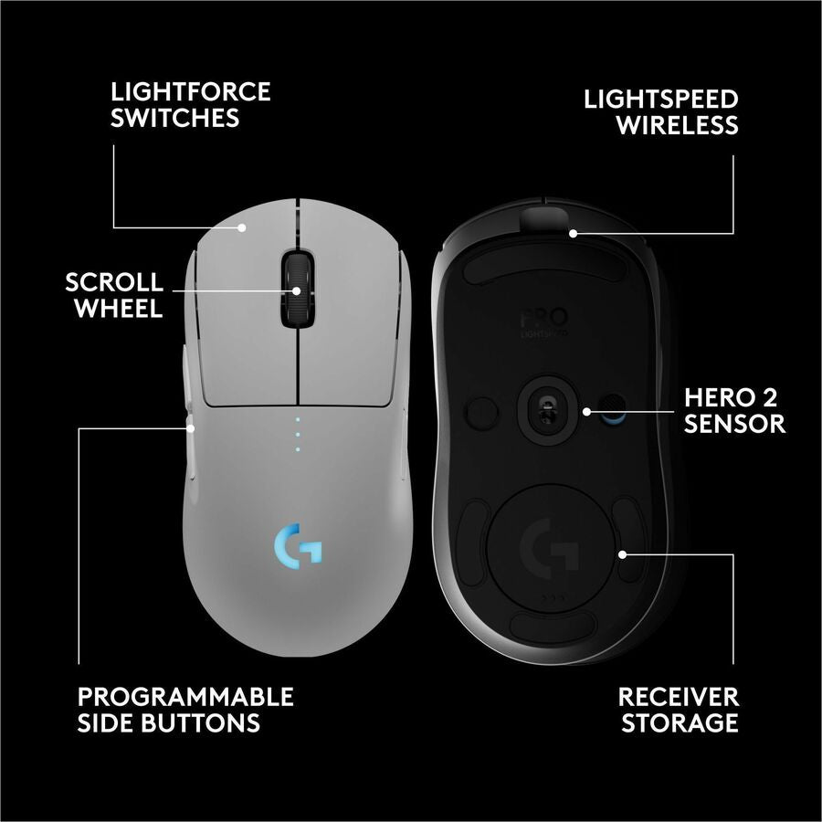Alternate-Image5 Image for Logitech G PRO 2 LIGHTSPEED Wireless Gaming Mouse, Right- or Left-Handed Mouse with up to 4 Customizable and Switchable Magnetic Side Buttons, 32k DPI Sensor, USB-C Charging, for PC/Mac - White
