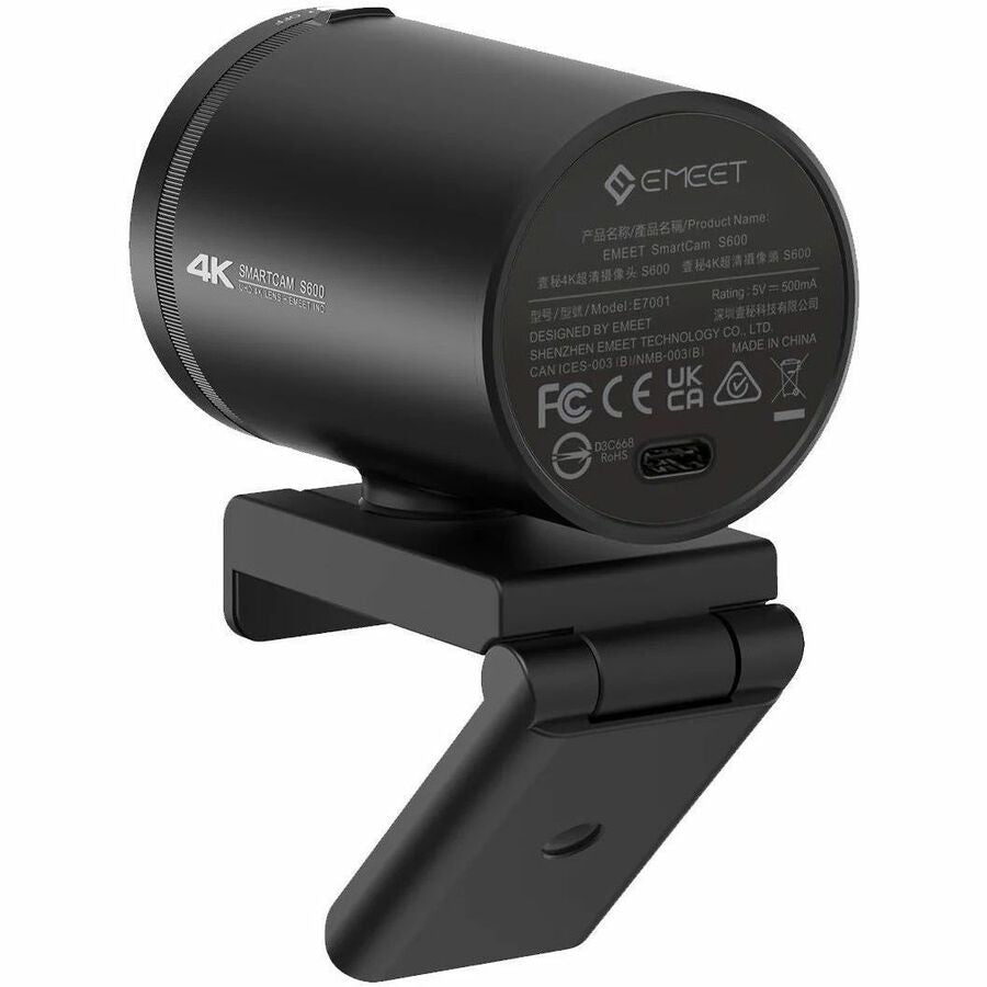 Rear Image for EMEET S600 4K Webcam for Streaming - Sony 1/2.5'' Sensor, PDAF Autofocus, 1080P@60FPS, 2 Noise Reduction Mics, Built-in Privacy Cover, 73&deg; FOV, Streaming Camera