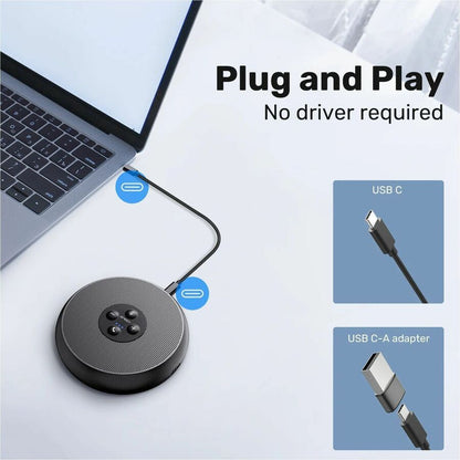 Alternate-Image7 Image for EMEET M1A - Zoom Certified USB Speakerphone, two AI Mics 360&deg; Voice Pickup with Noise Reduction and Echo Cancellation, ideal for for 5-8 People, Plug&Play, comes with Type C-A Adapter