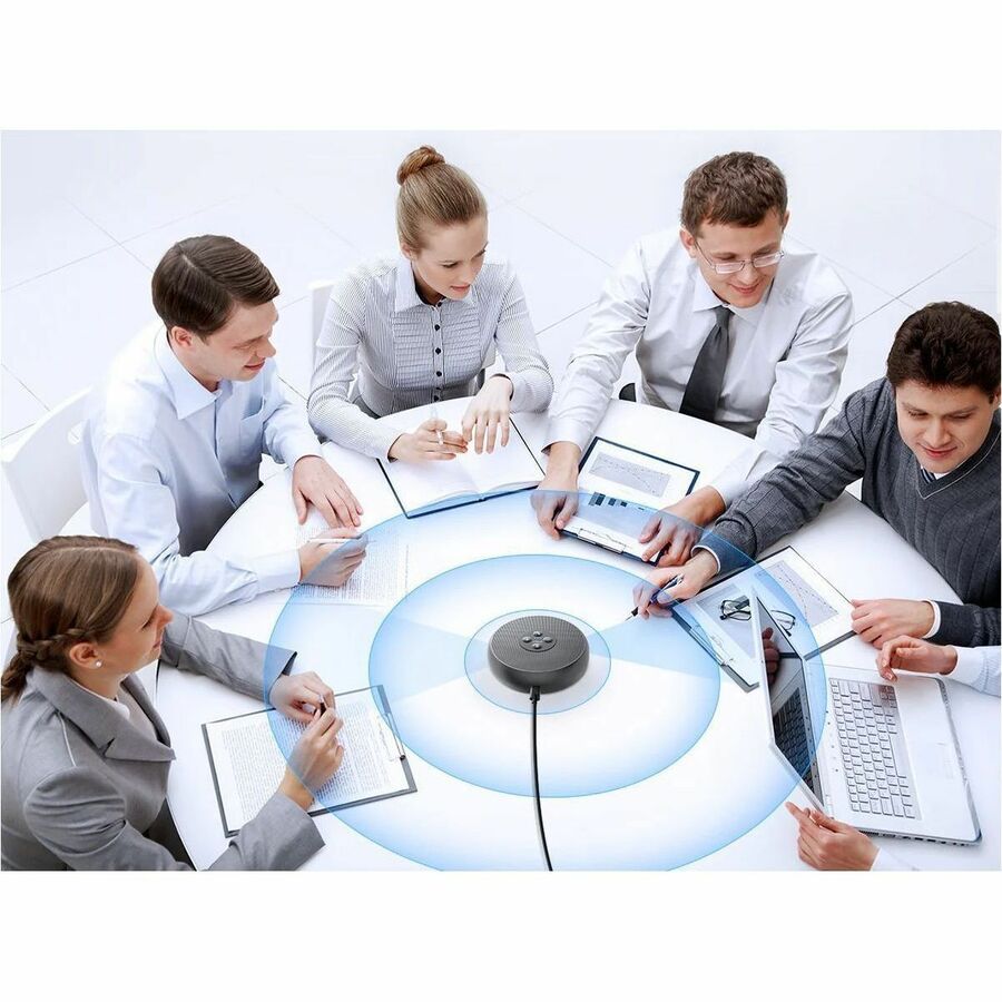 Life-Style Image for EMEET M1A - Zoom Certified USB Speakerphone, two AI Mics 360&deg; Voice Pickup with Noise Reduction and Echo Cancellation, ideal for for 5-8 People, Plug&Play, comes with Type C-A Adapter