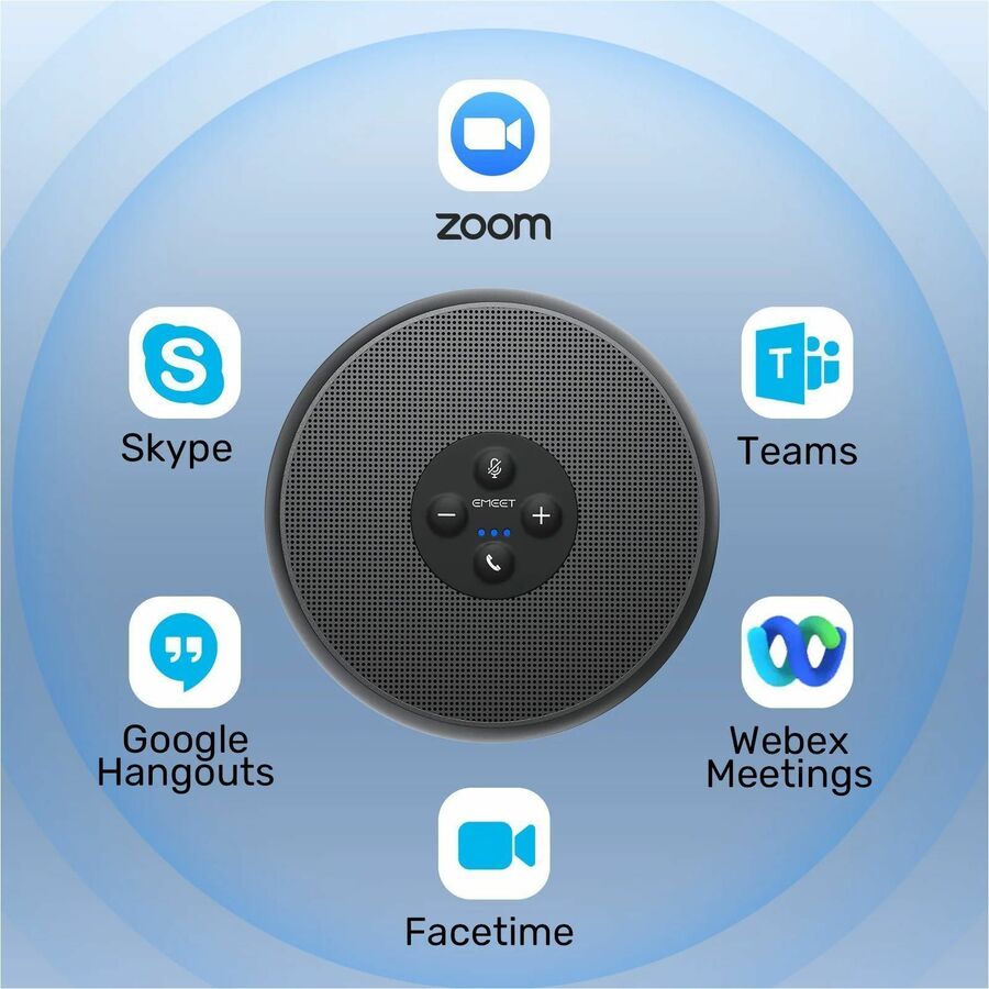 Alternate-Image8 Image for EMEET M1A - Zoom Certified USB Speakerphone, two AI Mics 360&deg; Voice Pickup with Noise Reduction and Echo Cancellation, ideal for for 5-8 People, Plug&Play, comes with Type C-A Adapter
