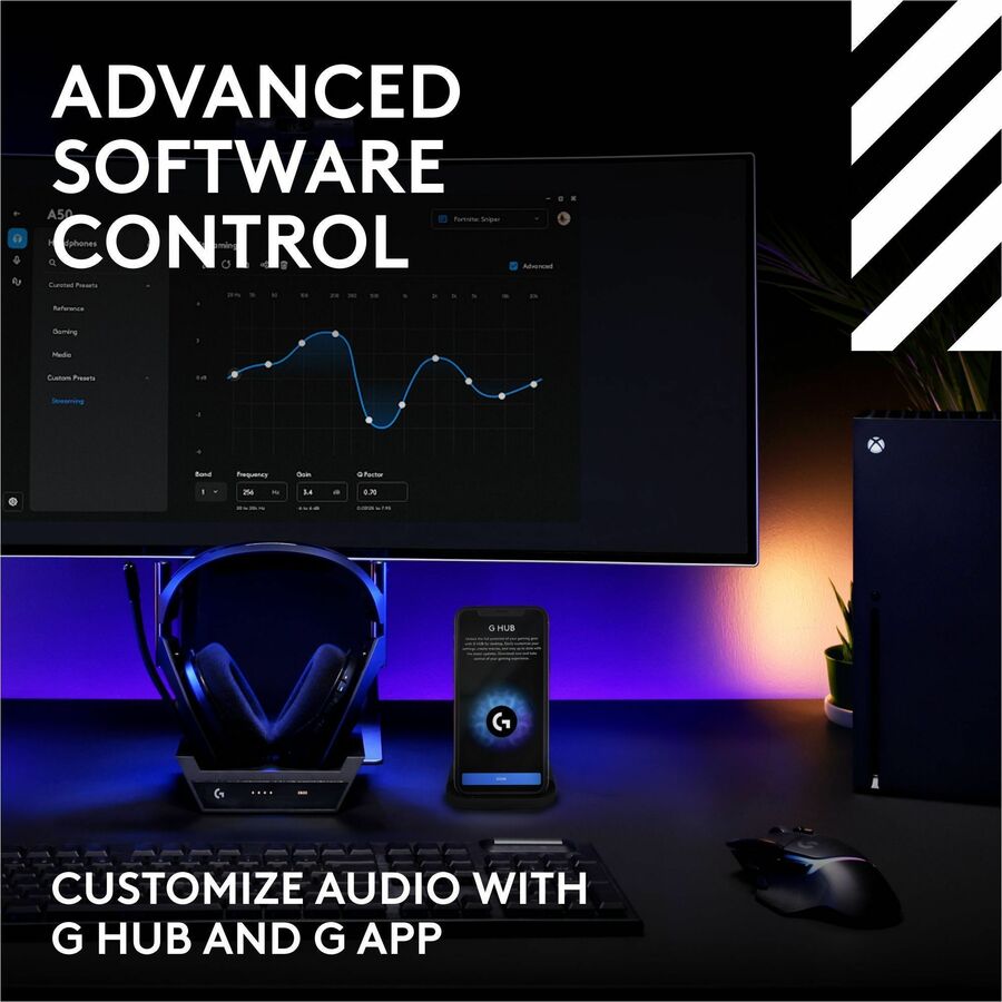 Alternate-Image8 Image for Logitech G Astro A50 LIGHTSPEED Wireless Gaming Headset + Base Station (Gen 5), PRO-G GRAPHENE, 3-System Switching, USB-C to Xbox, PS5, PC/Mac or Nintendo Switch, Bluetooth - Black