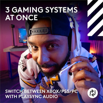 Alternate-Image1 Image for Logitech G Astro A50 LIGHTSPEED Wireless Gaming Headset + Base Station (Gen 5), PRO-G GRAPHENE, 3-System Switching, USB-C to Xbox, PS5, PC/Mac or Nintendo Switch, Bluetooth - White