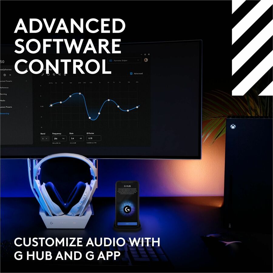 Alternate-Image8 Image for Logitech G Astro A50 LIGHTSPEED Wireless Gaming Headset + Base Station (Gen 5), PRO-G GRAPHENE, 3-System Switching, USB-C to Xbox, PS5, PC/Mac or Nintendo Switch, Bluetooth - White