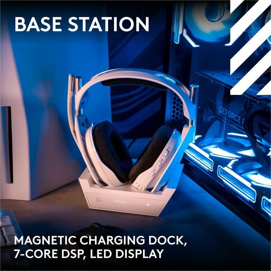 Alternate-Image9 Image for Logitech G Astro A50 LIGHTSPEED Wireless Gaming Headset + Base Station (Gen 5), PRO-G GRAPHENE, 3-System Switching, USB-C to Xbox, PS5, PC/Mac or Nintendo Switch, Bluetooth - White