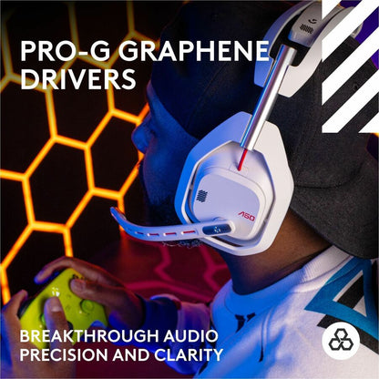 Alternate-Image2 Image for Logitech G Astro A50 LIGHTSPEED Wireless Gaming Headset + Base Station (Gen 5), PRO-G GRAPHENE, 3-System Switching, USB-C to Xbox, PS5, PC/Mac or Nintendo Switch, Bluetooth - White