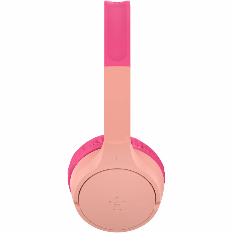 Left Image for Belkin Wireless Bluetooth On-Ear Headphones for Kids w/ Mic - 85dB Limit - w/ USB-C Cable - Headset - Pink