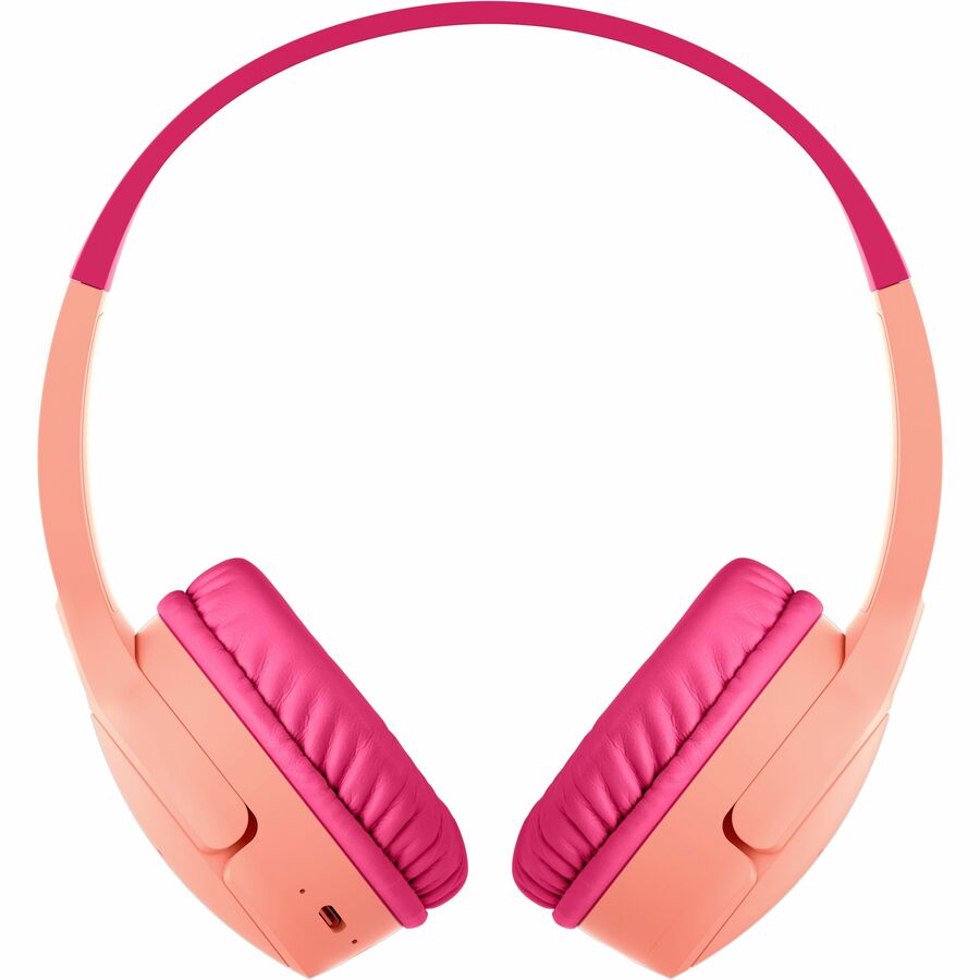 Front Image for Belkin Wireless Bluetooth On-Ear Headphones for Kids w/ Mic - 85dB Limit - w/ USB-C Cable - Headset - Pink