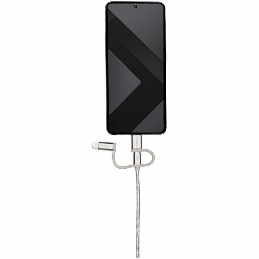 Alternate-Image7 Image for StarTech 6ft (1.8m) USB Multi-Charging Cable, USB-A to Lightning/USB-C/Micro-USB, Apple MFi Certified, Braided Nylon Jacket; USB 3-in-1 Charger Cable/Cord