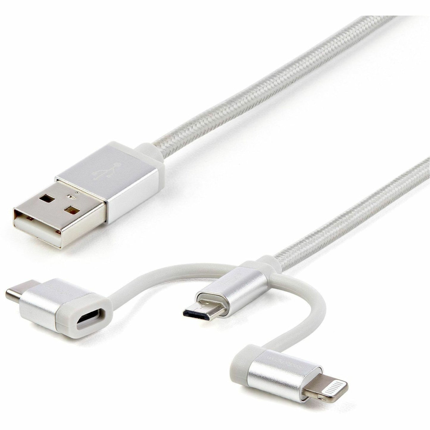 Main Image for StarTech 6ft (1.8m) USB Multi-Charging Cable, USB-A to Lightning/USB-C/Micro-USB, Apple MFi Certified, Braided Nylon Jacket; USB 3-in-1 Charger Cable/Cord