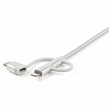 Alternate-Image4 Image for StarTech 6ft (1.8m) USB Multi-Charging Cable, USB-A to Lightning/USB-C/Micro-USB, Apple MFi Certified, Braided Nylon Jacket; USB 3-in-1 Charger Cable/Cord